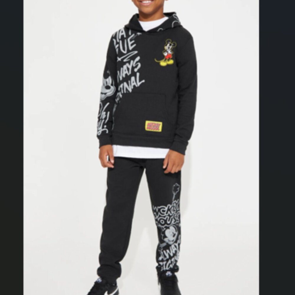 Boys Black Mickey Mouse 2pc Hoodie Jogger Set